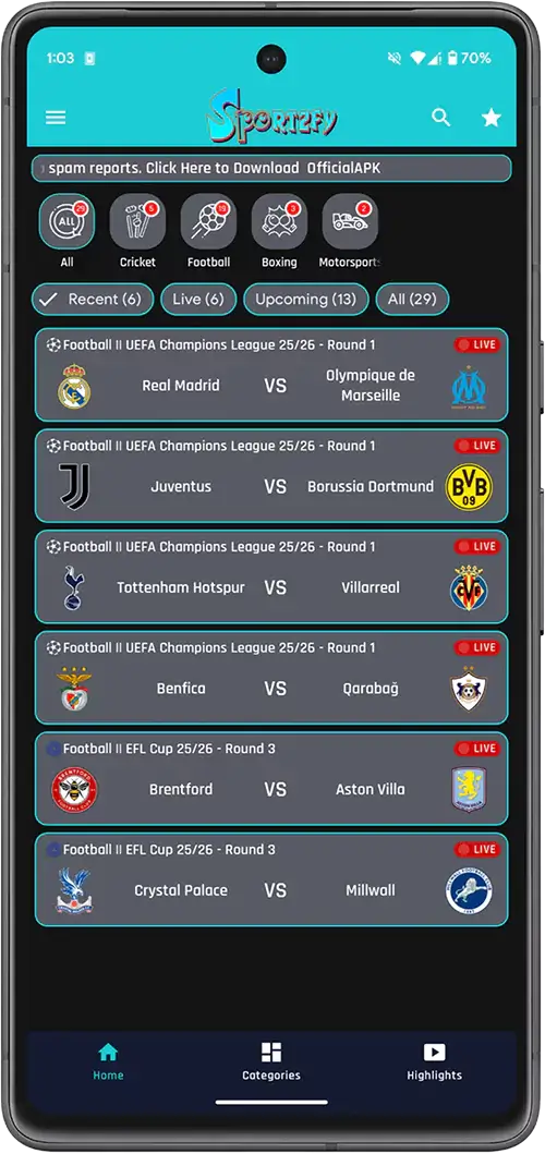 Sportzfy TV Channel List
